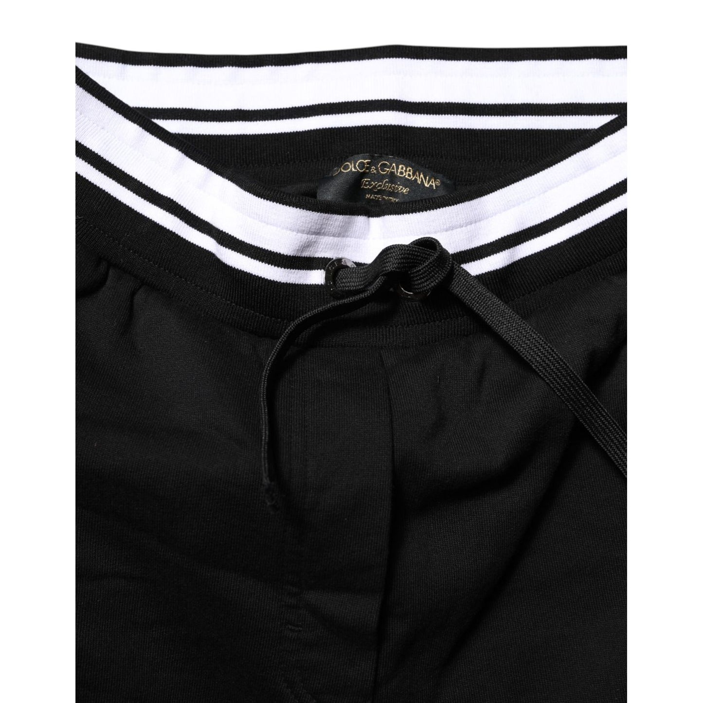 Dolce & Gabbana Black Cotton Mid Waist Jogger Pants