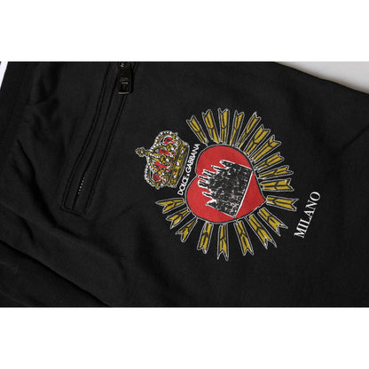 Dolce & Gabbana Black Cotton Mid Waist Jogger Pants
