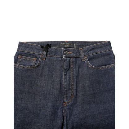 Dolce & Gabbana Blue Queen Patch AUDREY Mid Waist Denim Jeans
