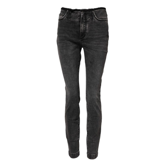 Dolce & Gabbana Gray Skinny Cotton Mid Waisted Denim Jeans