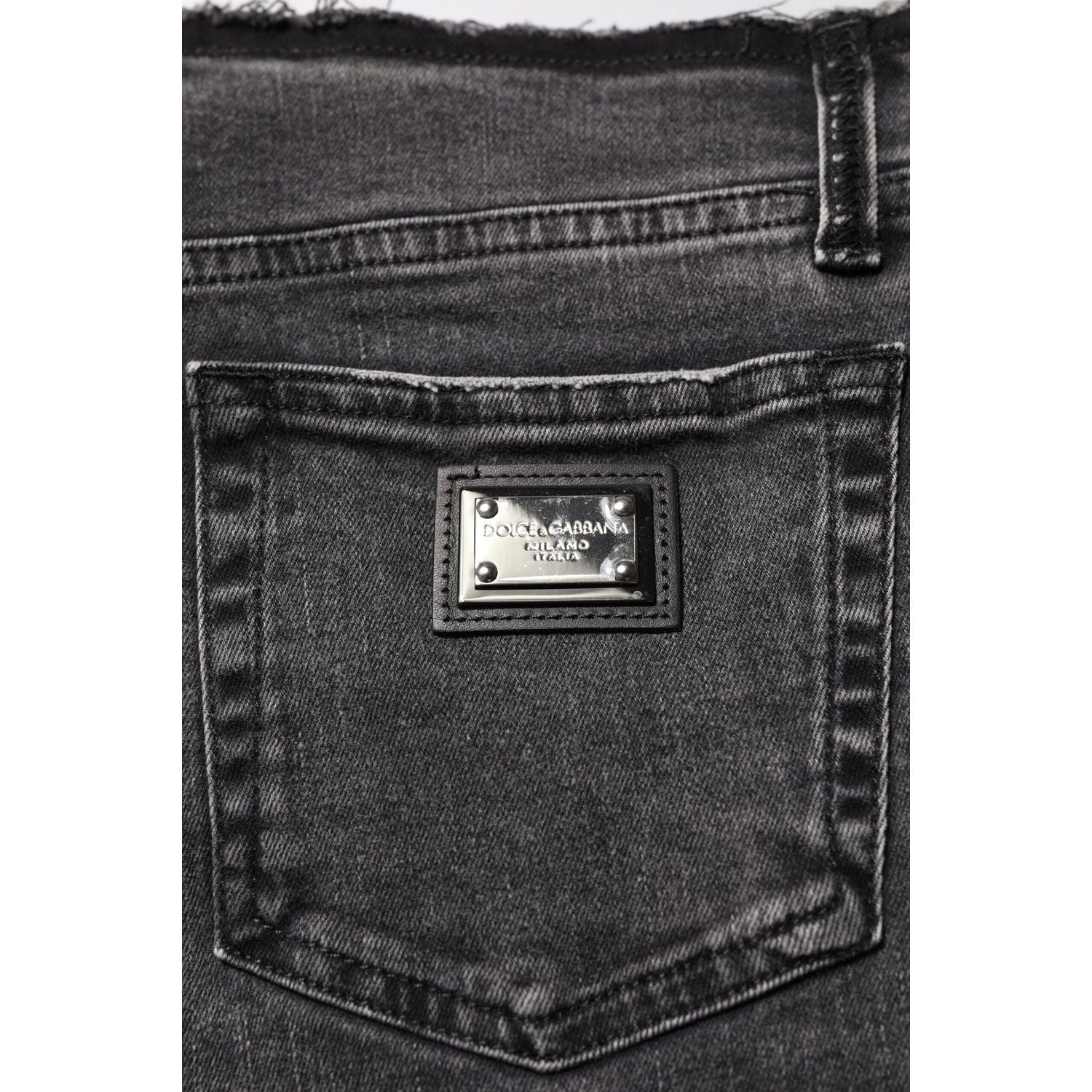 Dolce & Gabbana Gray Skinny Cotton Mid Waisted Denim Jeans