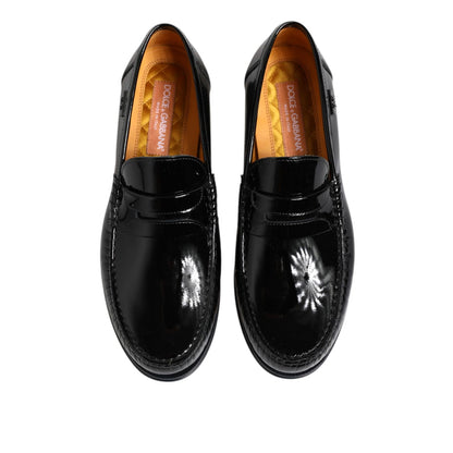 Dolce & Gabbana Black Leather Slip On Loafers Dress Shoes