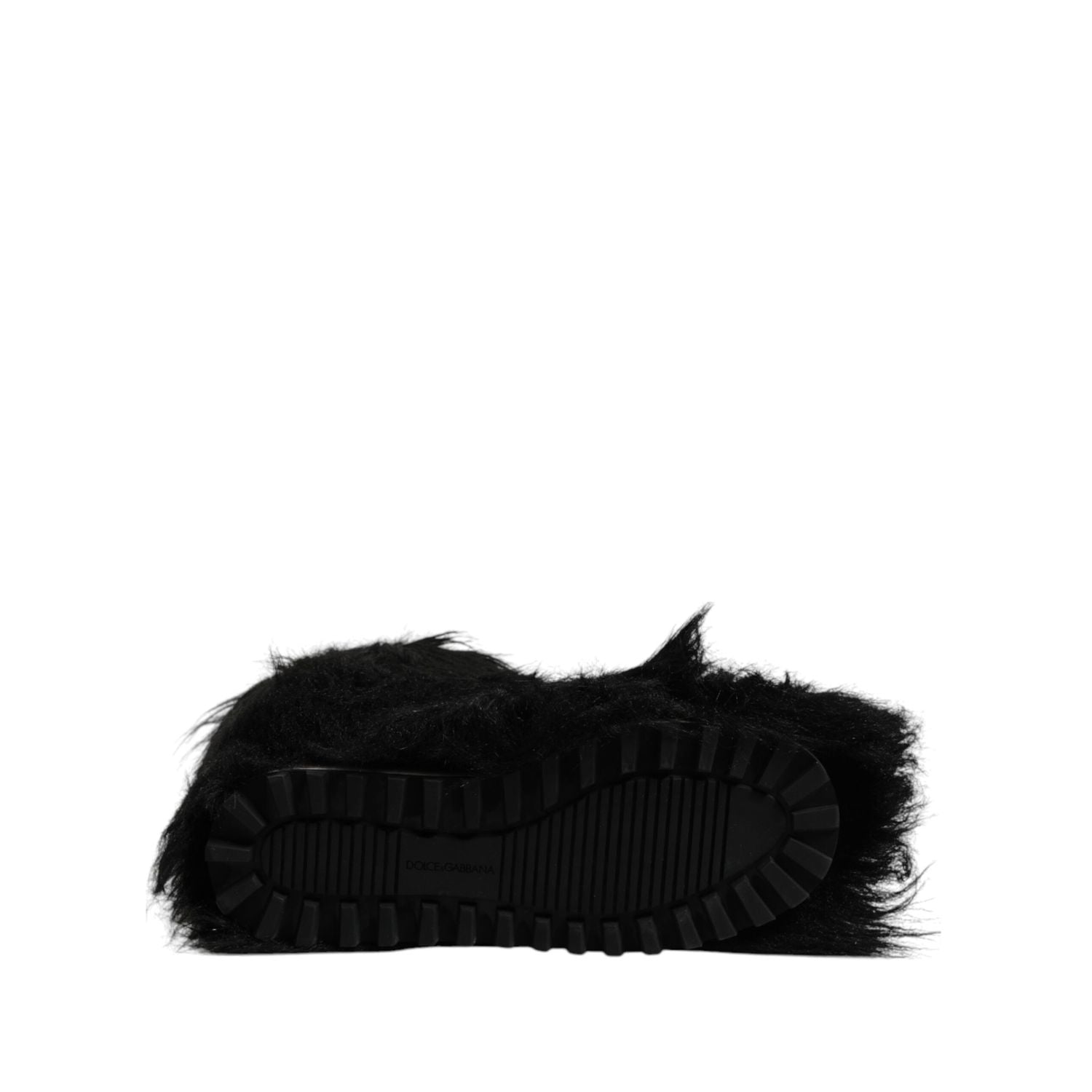 Dolce & Gabbana Black Faux Fur Mid Calf Boots Shoes