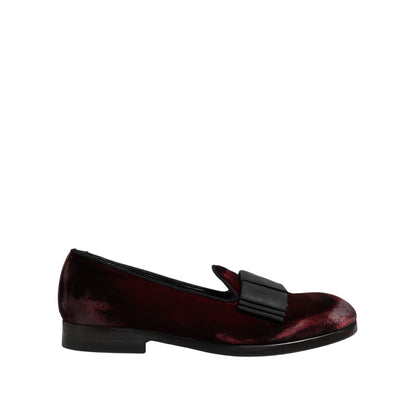 Dolce & Gabbana Red Velvet Men Slip On Loafers Dress Shoes