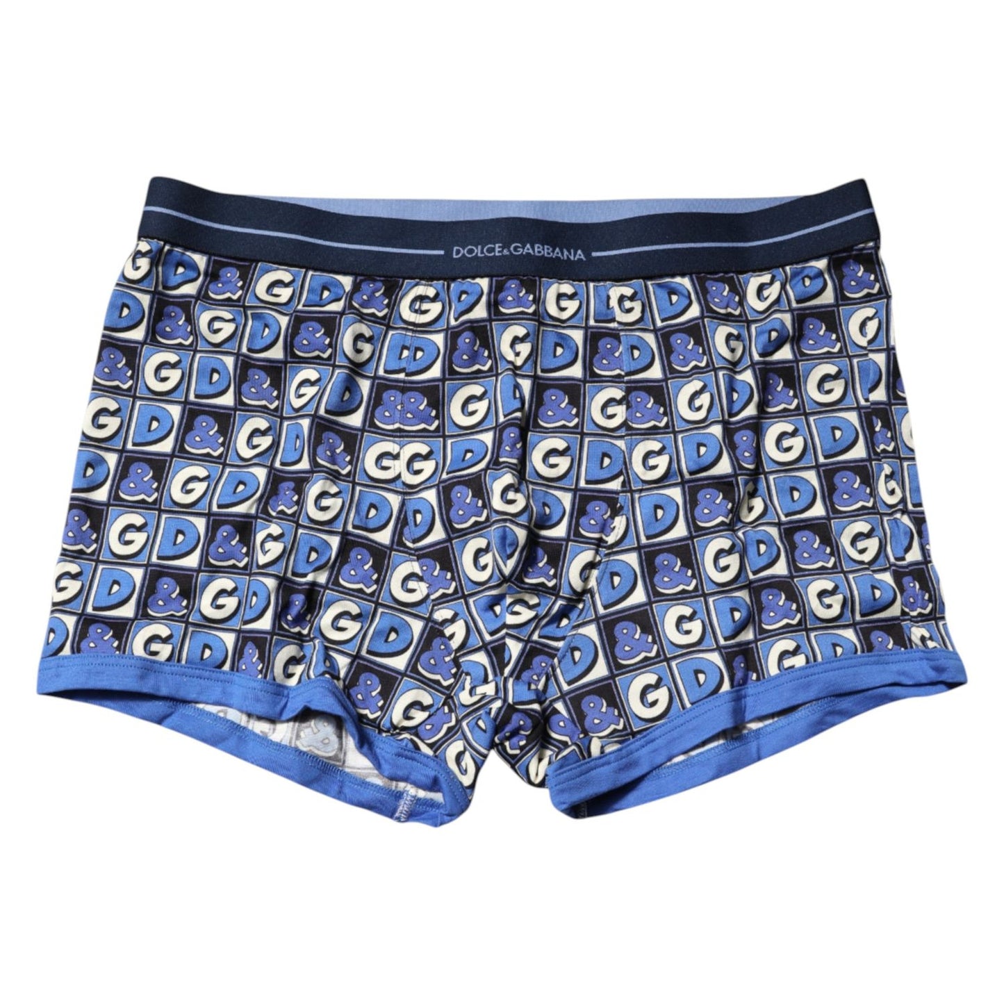 Dolce & Gabbana Blue Cotton Logo Print Regular Boxer Underwear BIK1548-7