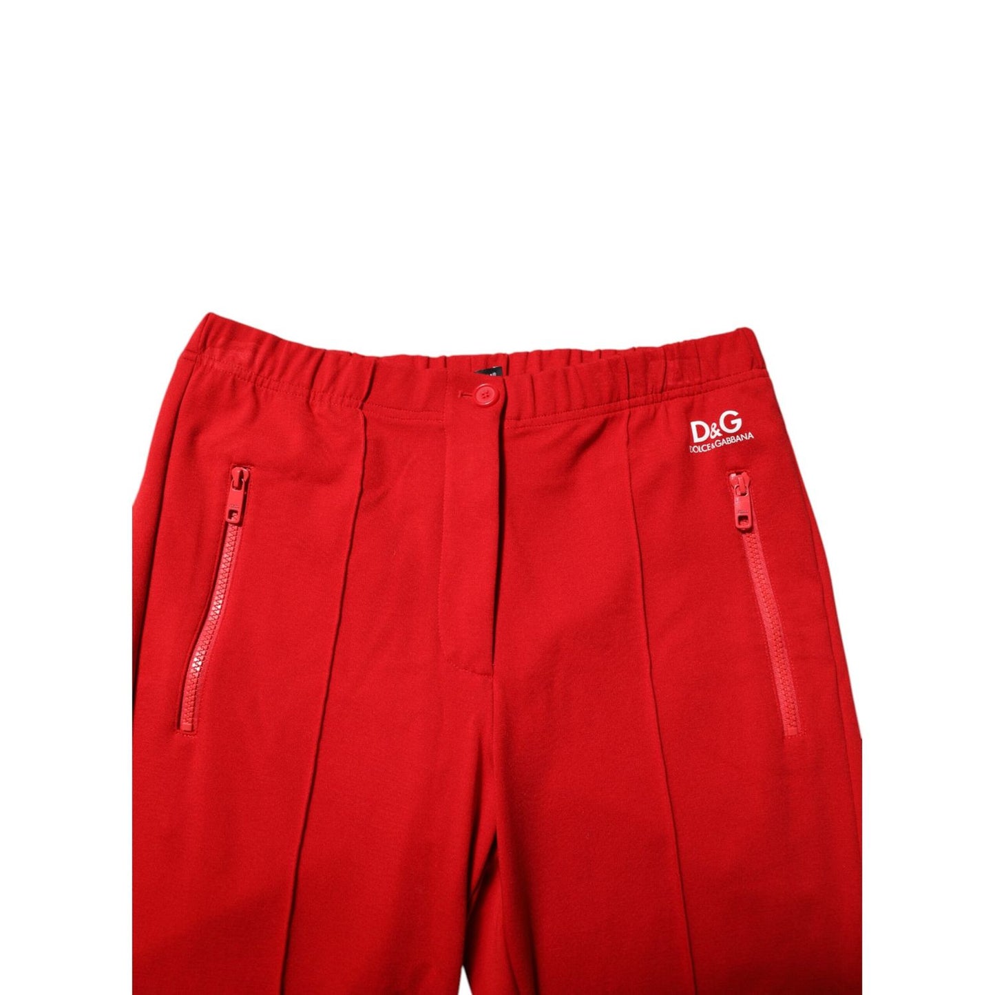 Dolce & Gabbana Red Viscose Logo Jogger Men Sweatpants Pants