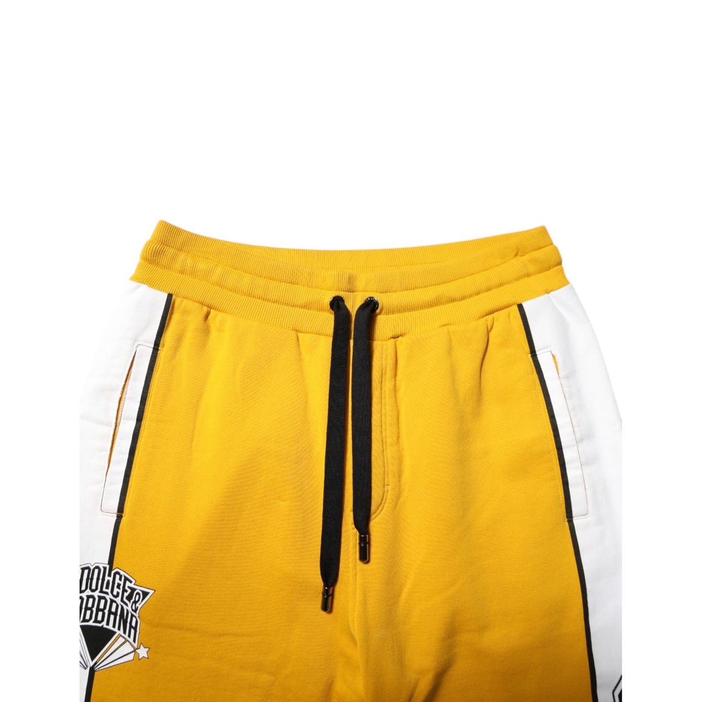 Dolce & Gabbana Yellow Cotton Drawstring Jogger Pants
