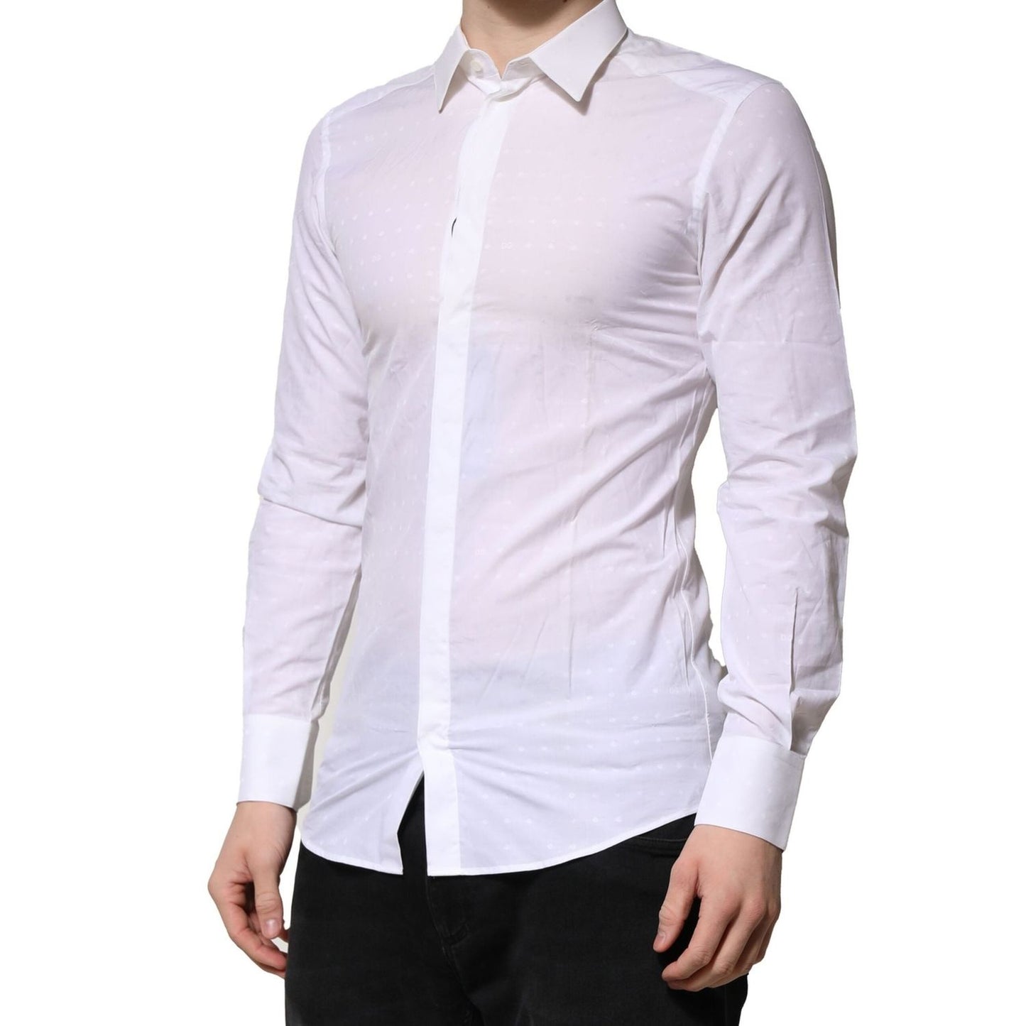 Dolce & Gabbana White Cotton GOLD Dress Formal Shirt