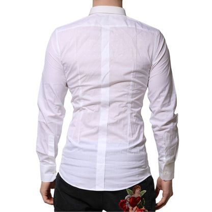 Dolce & Gabbana White Cotton GOLD Dress Formal Shirt