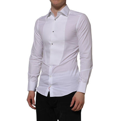 Dolce & Gabbana White Bib Cotton Poplin GOLD Formal Shirt