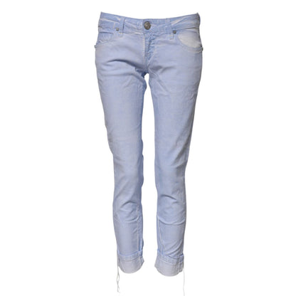 Acht Light Blue Cotton Slim Fit Denim Low Waist Denim Jeans