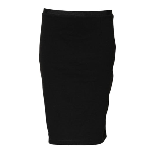 GF Ferre Black Polyester Pencil Cut Knee Length Skirt