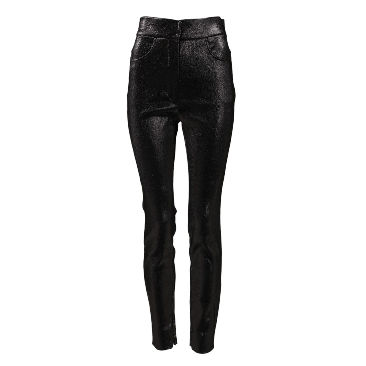 Dolce & Gabbana Black Cotton Stretch Silver Lurex Thread Pants