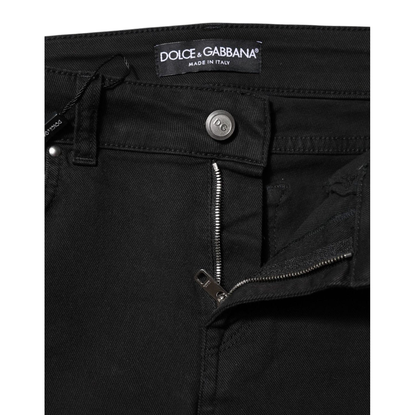 Dolce & Gabbana Black Cotton Skinny Mid Waist Denim Jeans