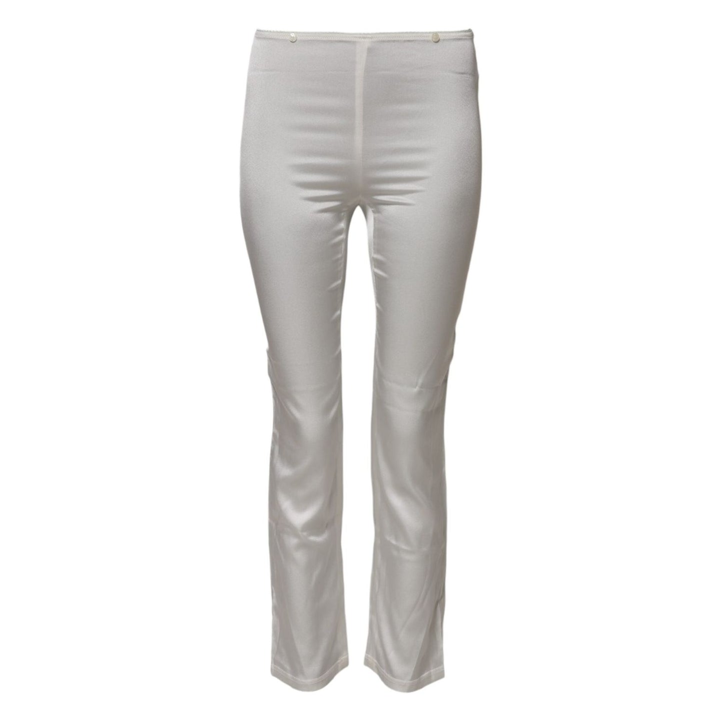 Dolce & Gabbana Ivory Silk Tapered High Waist Pants