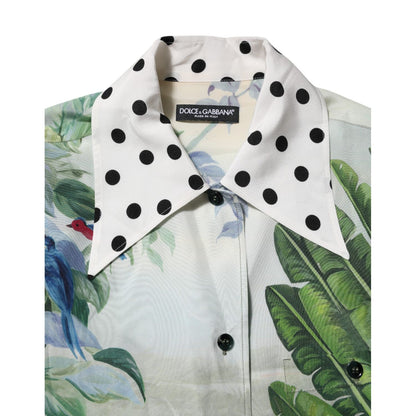 Dolce & Gabbana Multicolor Printed Silk Collared Shirt Top
