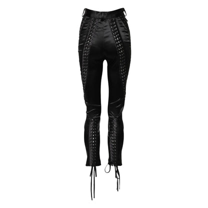 Dolce & Gabbana Black Lace Details High Waist Skinny Pants