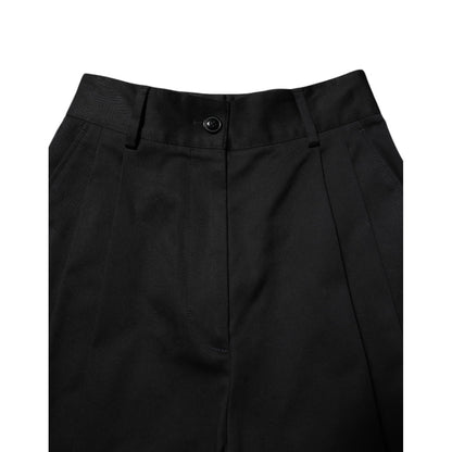 Dolce & Gabbana Black Cotton HighWaist Wide Leg Pants
