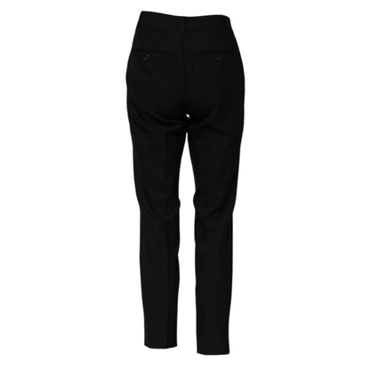 Dolce & Gabbana Black Wool High Waist Tapered Pants