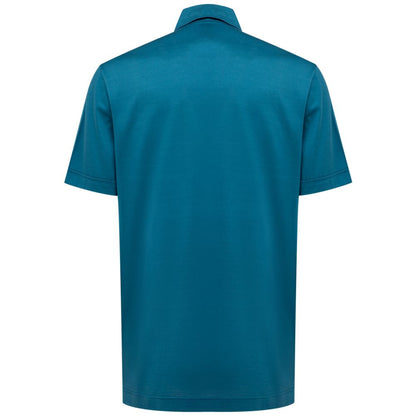 Canali Blue Cotton Shortsleeve Shirt