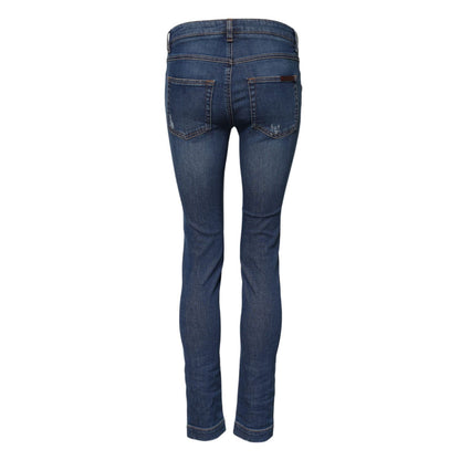 Dolce & Gabbana Blue Cotton Mid Waist Skinny Denim Jeans