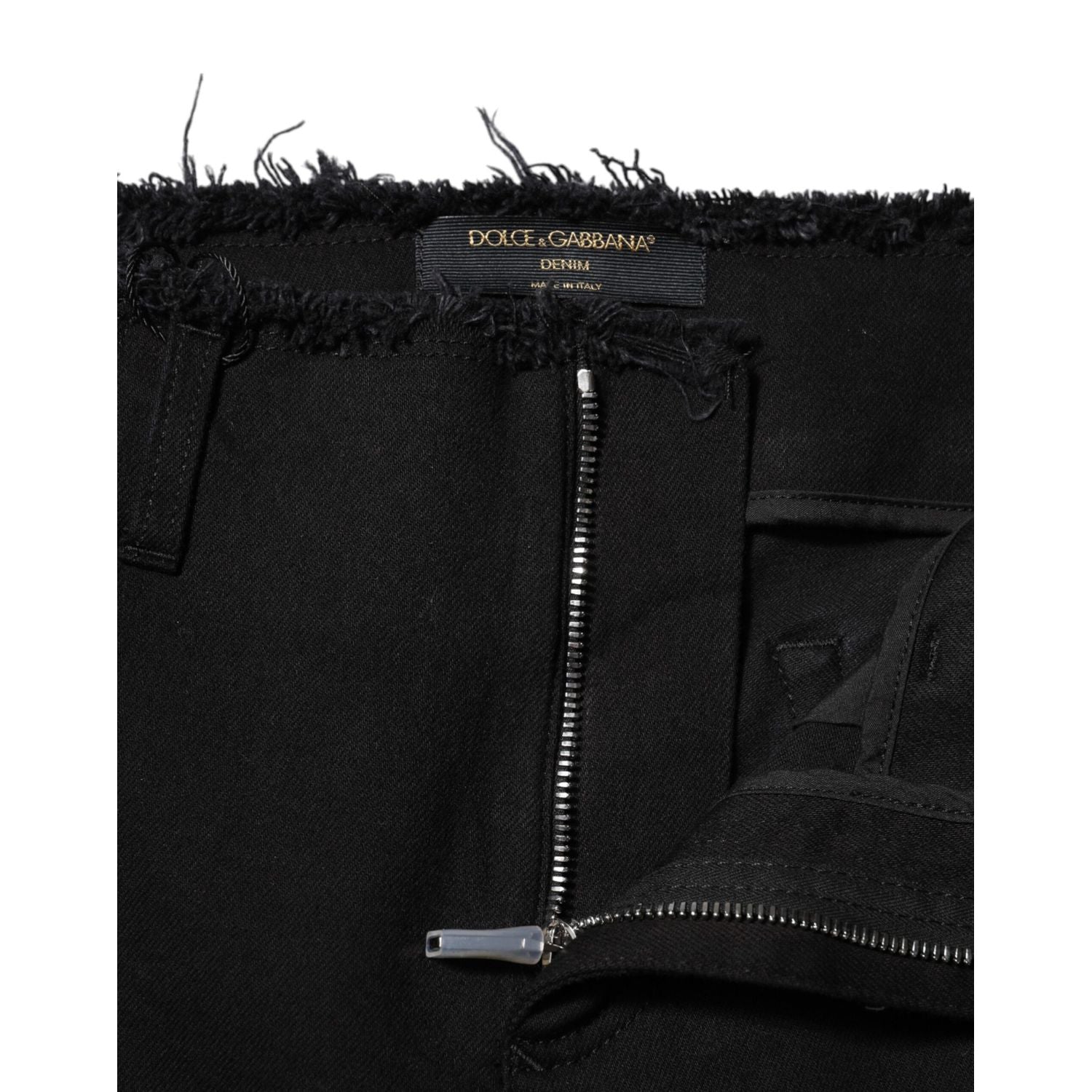 Dolce & Gabbana Black Cotton Mid Waist Flared Denim Jeans