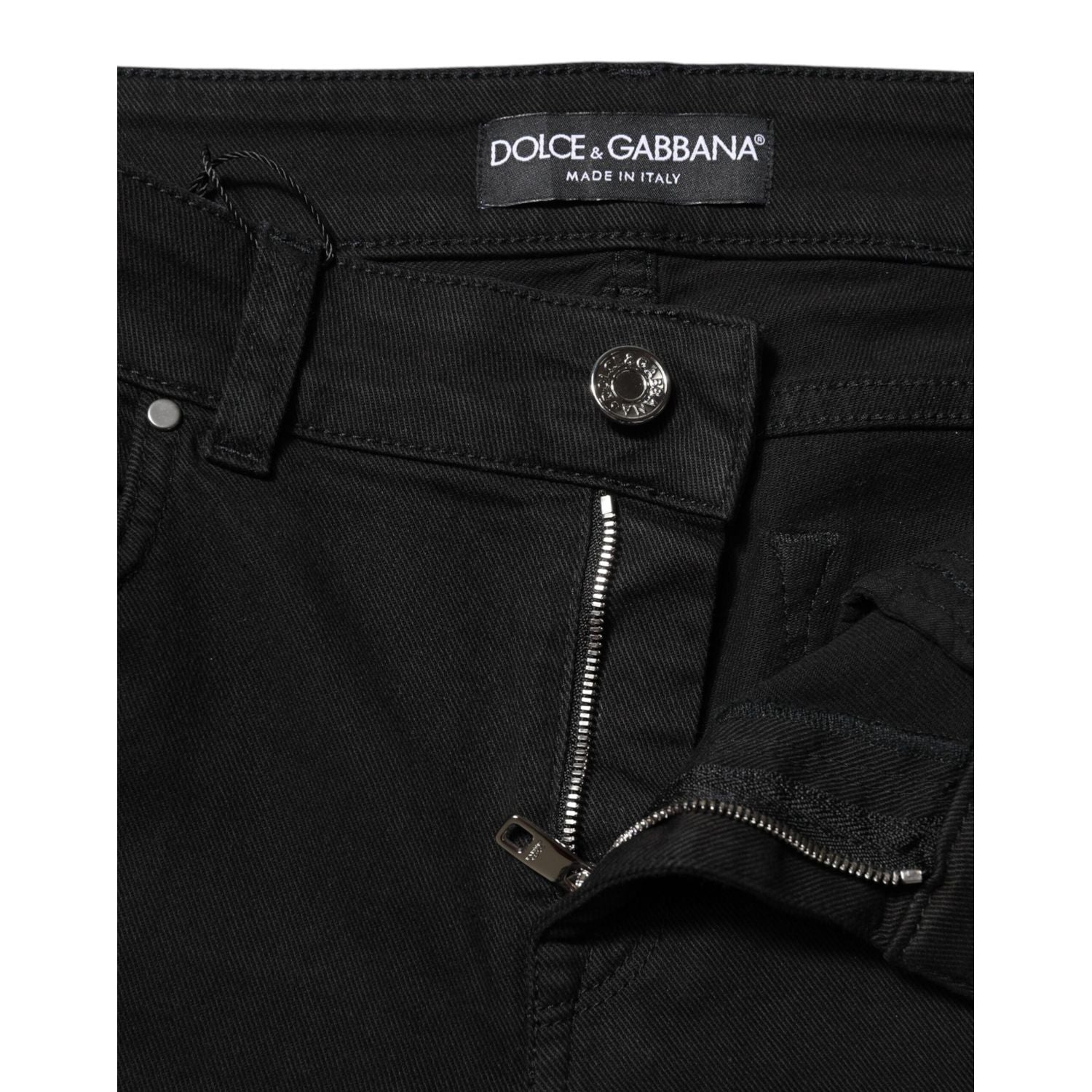 Dolce & Gabbana Black Cotton Skinny Mid Waist Denim Jeans