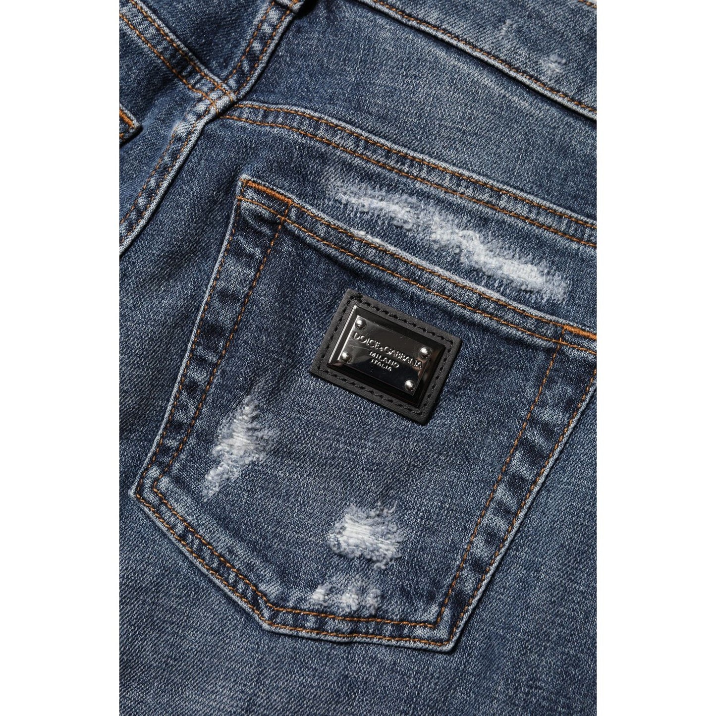Dolce & Gabbana Blue Cotton Boyfriend Tattered Denim Jeans