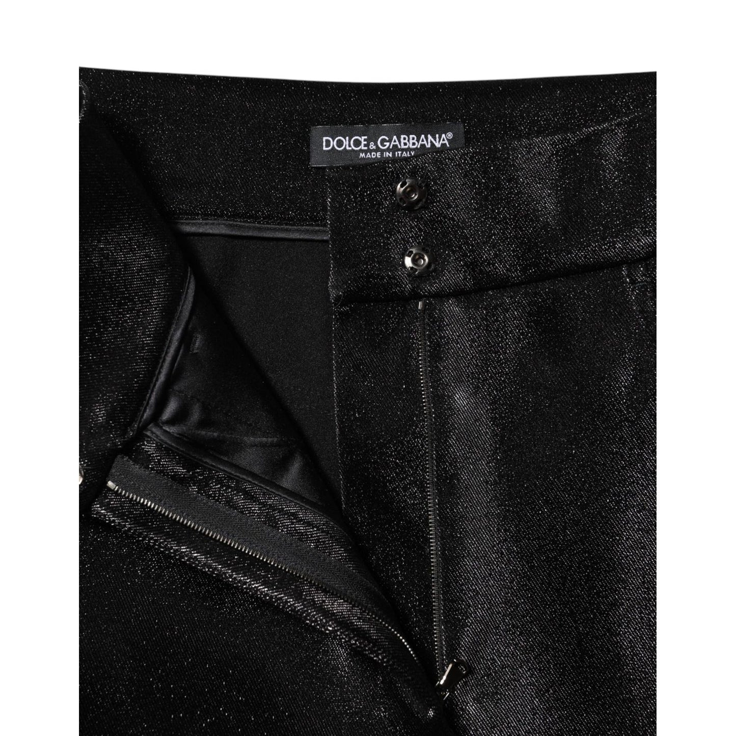 Dolce & Gabbana Black Cotton Stretch Lurex Thread Skinny Pants