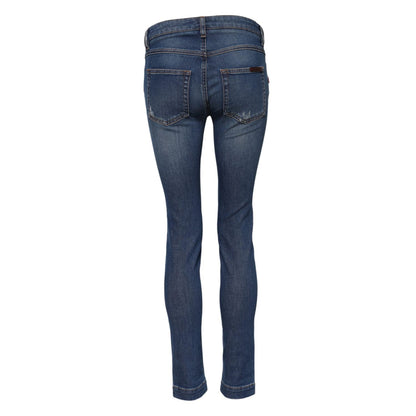 Dolce & Gabbana Blue Cotton Low Waist Skinny Denim Jeans