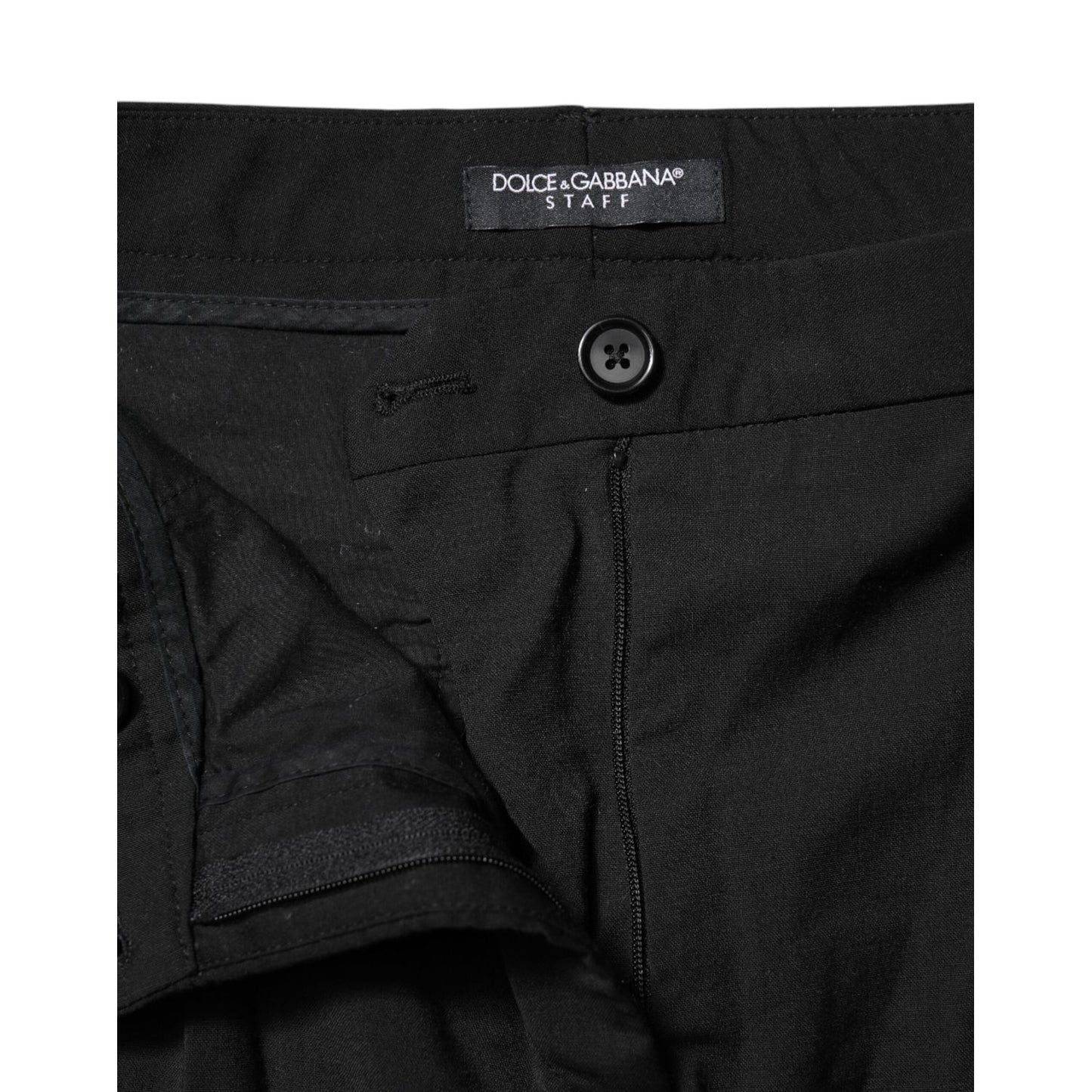 Dolce & Gabbana Black STAFF Mid Waist Tapered Pants