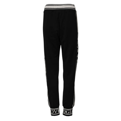 Dolce & Gabbana Black Cotton Jogger Logo Waist Pants