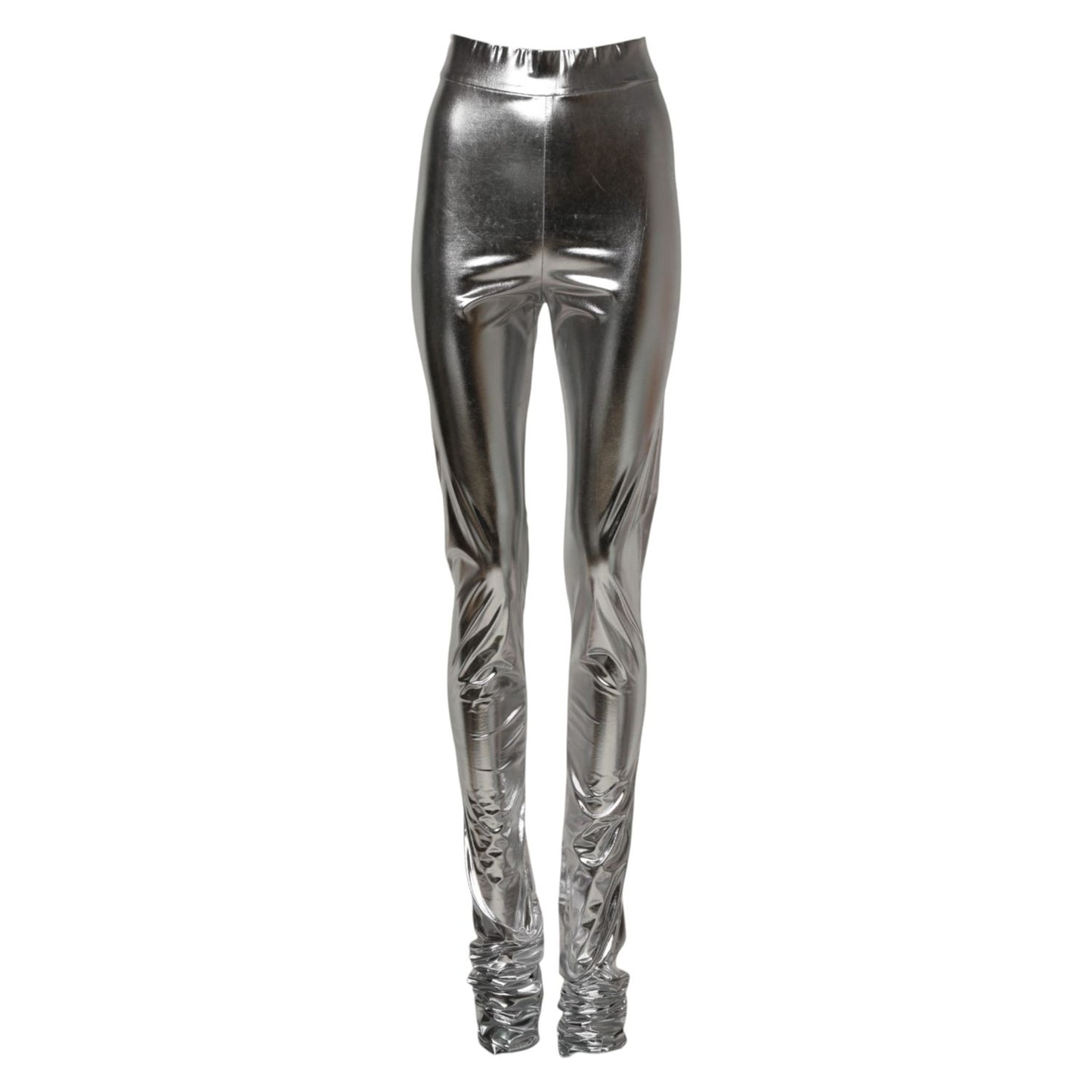 Dolce & Gabbana Metallic Silver Polyester Slim Fit Leggings Pants