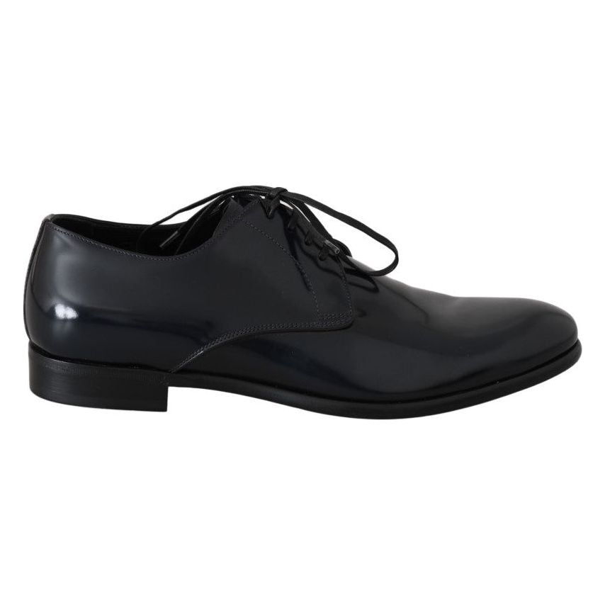 Dolce & Gabbana Blue Leather Polished Dress Derby Shoes
