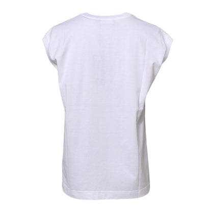 Dolce & Gabbana White Cotton Sleeveless Women Tank T-shirt