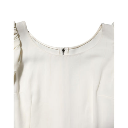 Dolce & Gabbana White Round Neck Short Sleeves Blouse Top