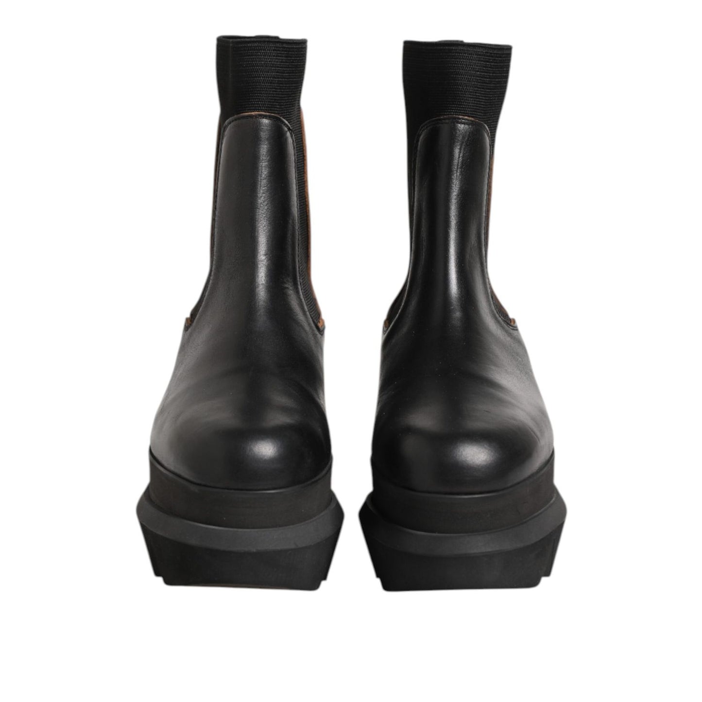 Sacai Black Chelsea Leather Pull On Women Ankle Boots Shoes