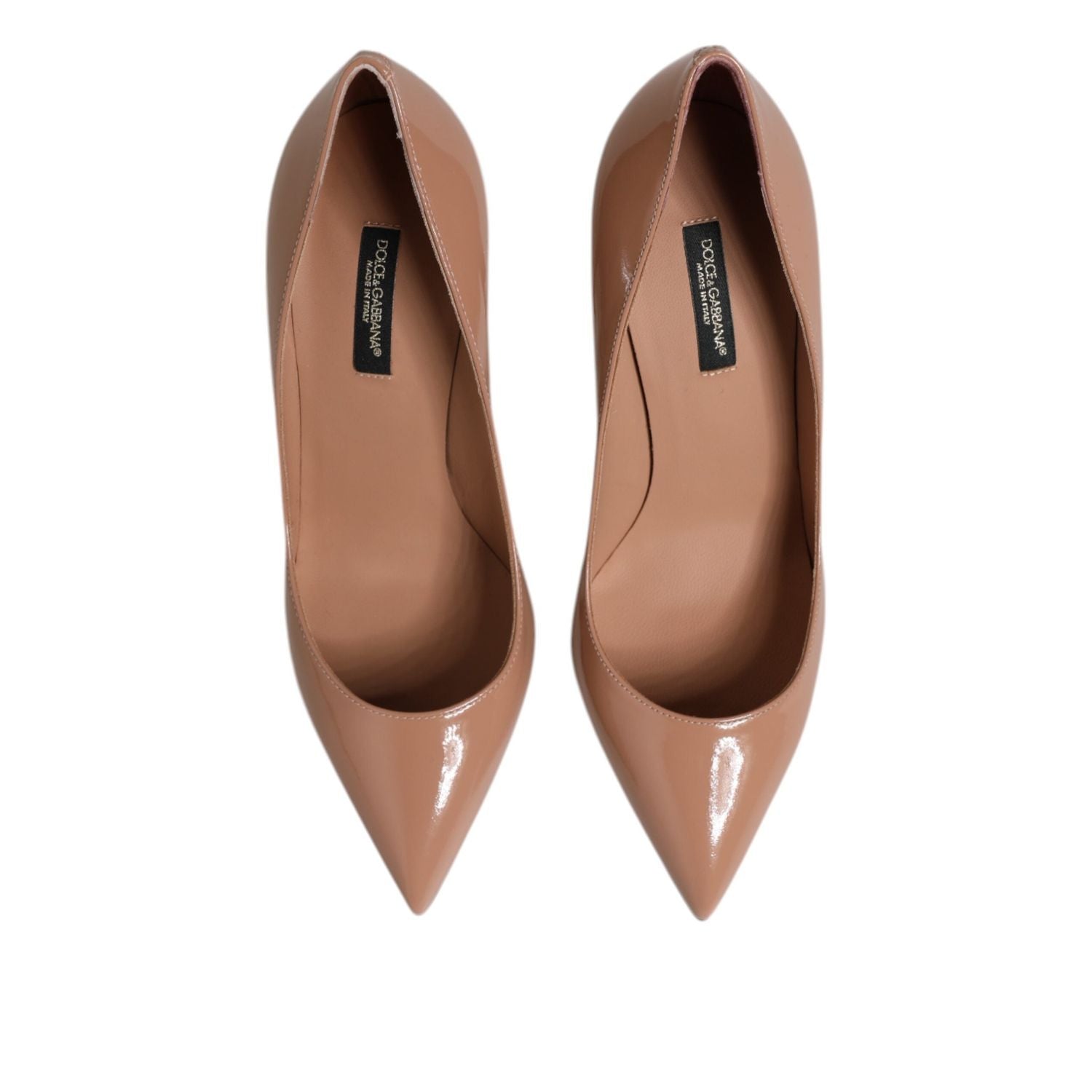 Dolce & Gabbana Beige Patent Leather Stiletto Heel Pump Shoes