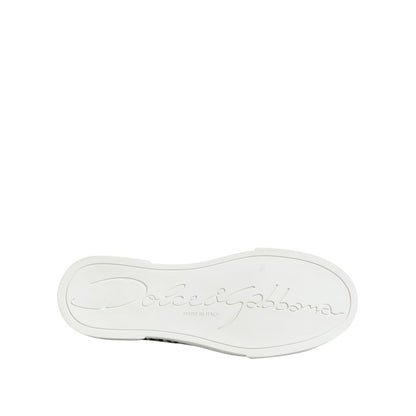 Dolce & Gabbana Black White Leather Low Top Sneakers Shoes