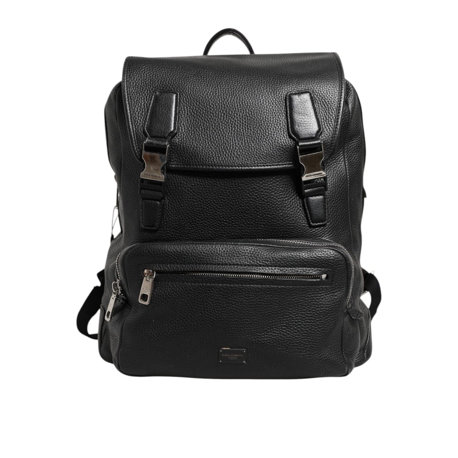 Dolce & Gabbana Black Palermo Backpack Hammered Calfskin Leather Bag