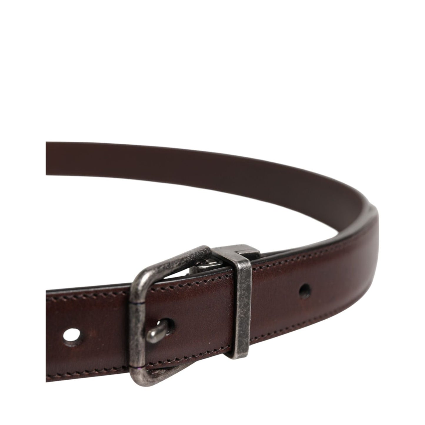 Dolce & Gabbana Brown Classic Silver Metal Logo Buckle Belt