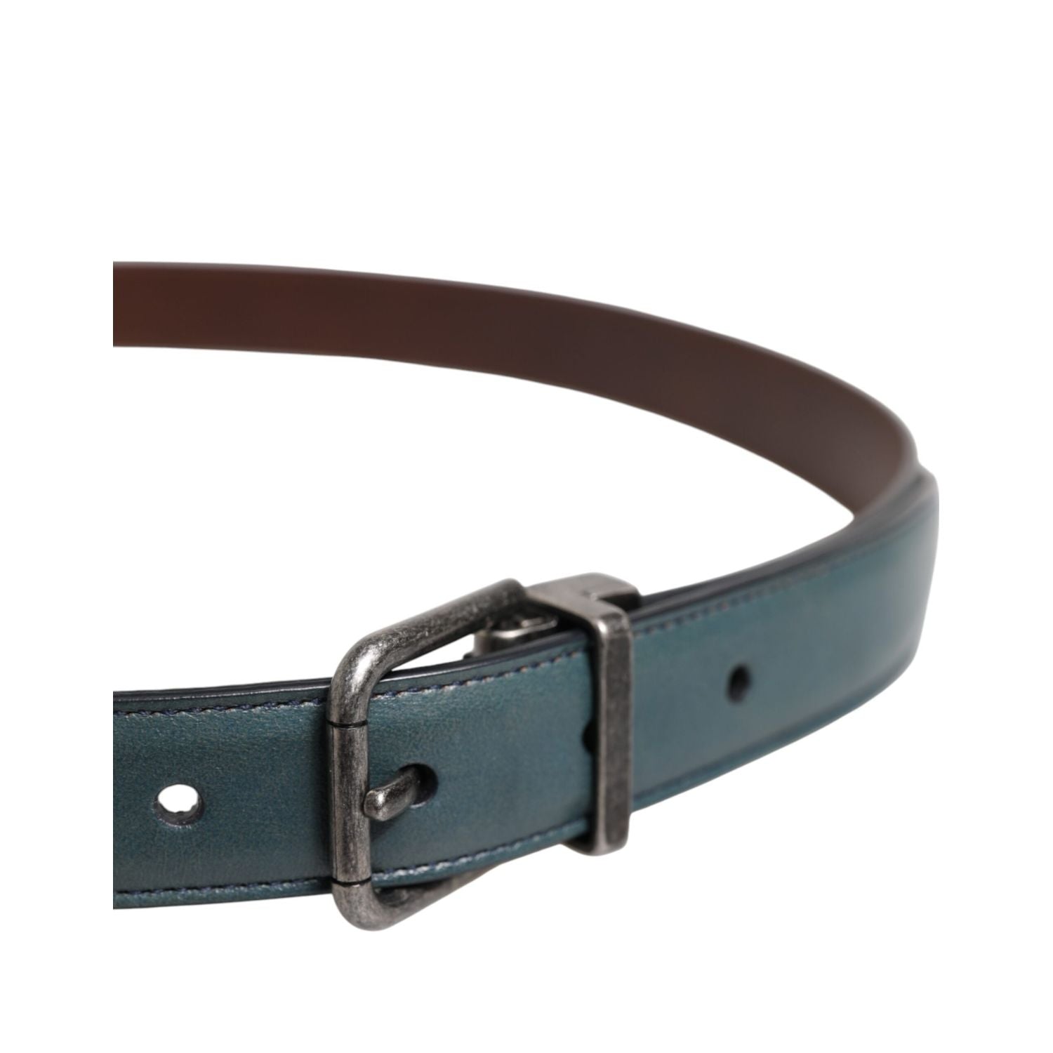 Dolce & Gabbana Green Classic Leather Metal Logo Buckle Belt