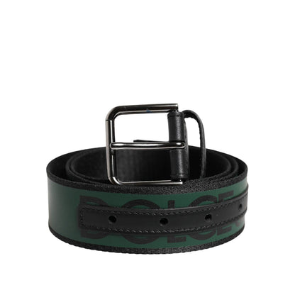 Dolce & Gabbana Green Black Polyester DG Logo Buckle Belt