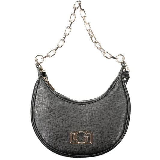 Guess Jeans Black Polyethylene Women Handbag with chain shoulder strap