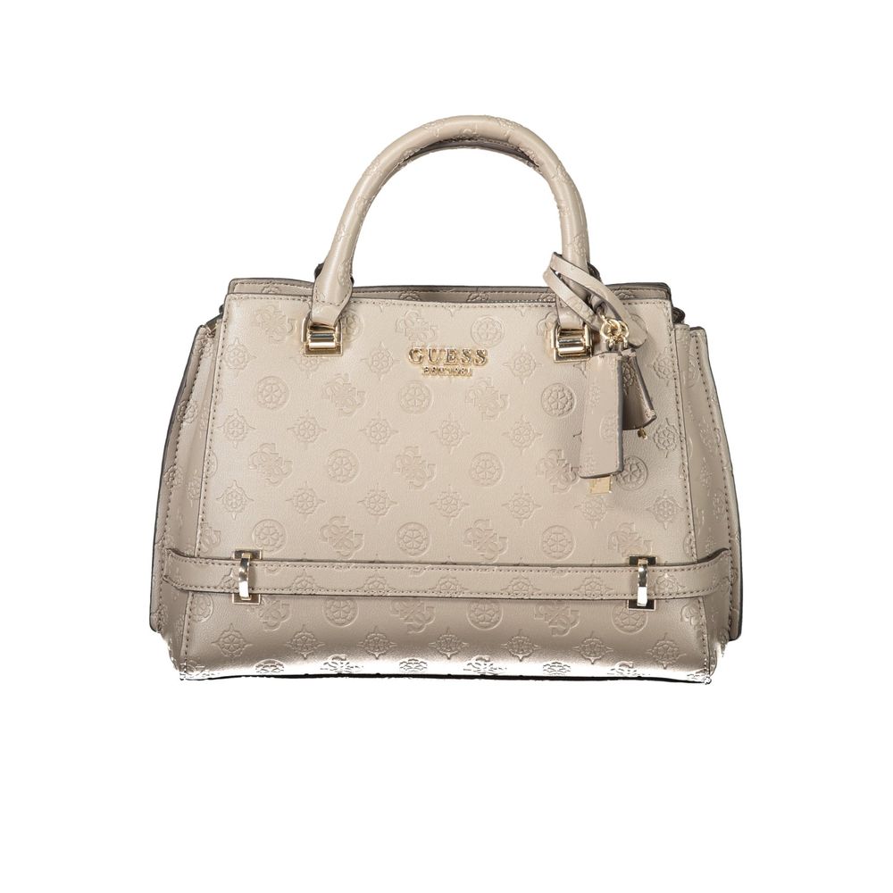 Guess Jeans Beige Polyethylene Women Handbag with durable design and adjustable strap for versatile use.
