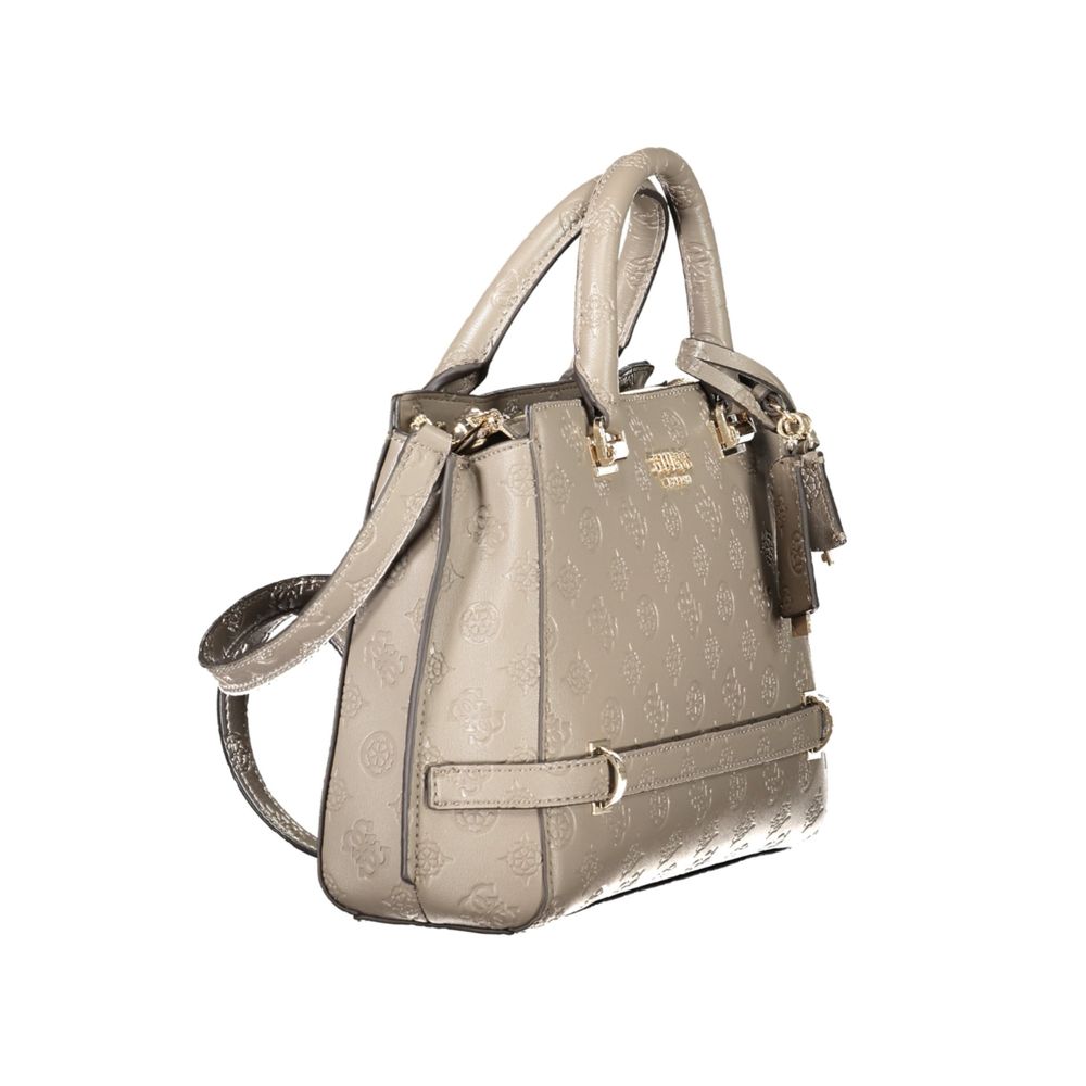 Guess Jeans Beige Polyethylene Women Handbag with adjustable strap, showcasing its elegant and durable design.