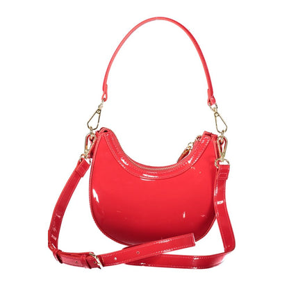 Mario Valentino Red Polyethylene Women Handbag with adjustable shoulder strap and removable handle, showcasing Italian elegance.