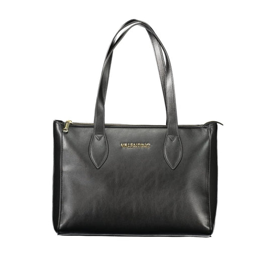 Mario Valentino Black Polyethylene Women Handbag with two handles and zip closure showcasing urban sophistication for stylish storage.