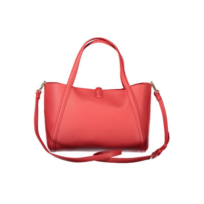 Mario Valentino Red Polyethylene Women Handbag with handles and shoulder strap on white background