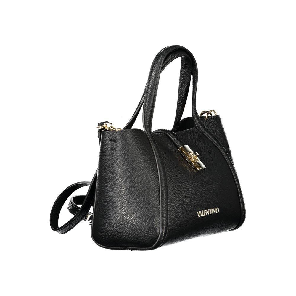 Mario Valentino Black Polyethylene Women Handbag with detachable shoulder strap and iconic design
